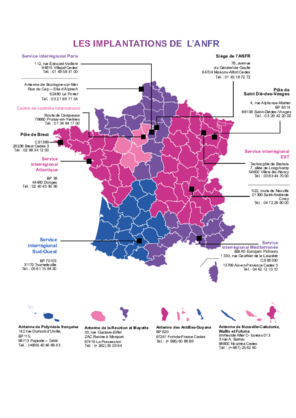  Carte géographique des zones de compétence de l'ANFR 